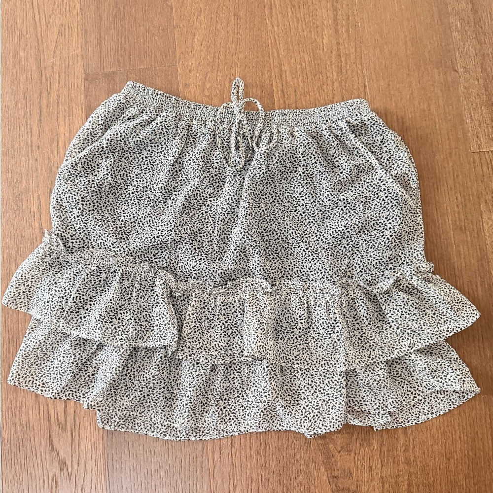 Sienna Sky Black and White Ruffled Mini Skirt